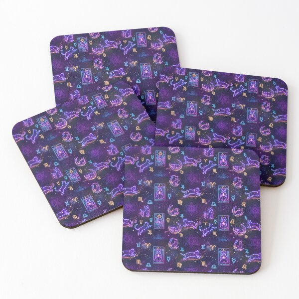Item preview, Mystical Tarot Neon Space Cat Pattern designed and sold by Thai Vibe Studio.