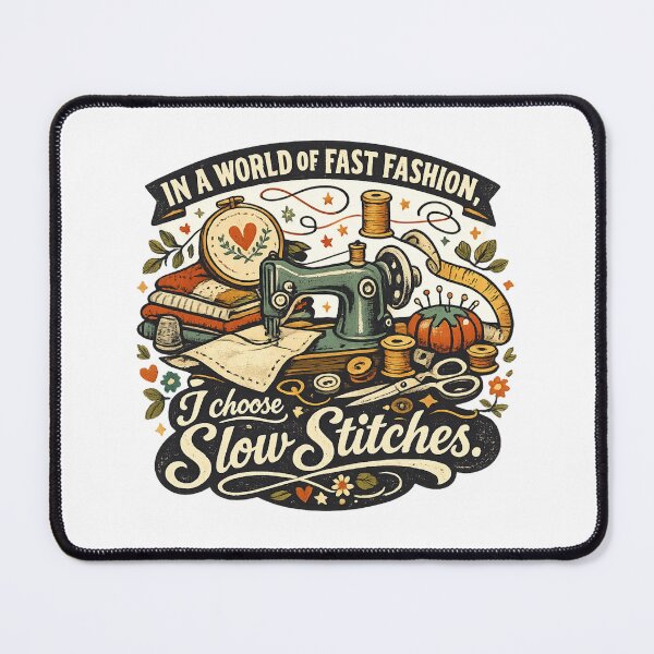 Item preview, In A World Of Fast Fashion I Choose Slow Stitches | Slow Fashion Sewing Quote designed and sold by EverStitchStudio ★★★★★.