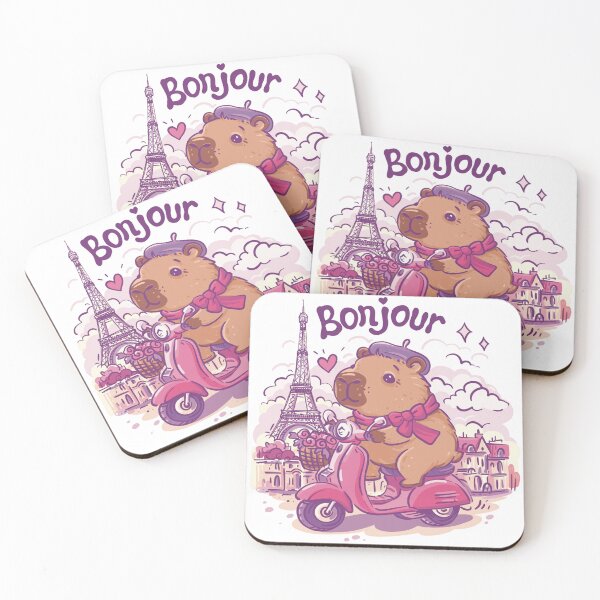 Item preview, Capybara in Paris, bonjour, t-shirt print, sticker, circuit  designed and sold by NatalkaP.