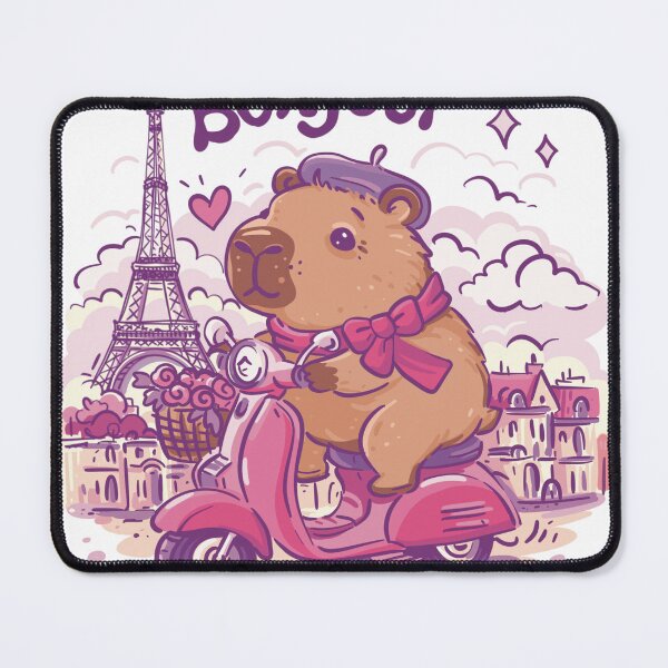 Item preview, Capybara in Paris, bonjour, t-shirt print, sticker, circuit  designed and sold by NatalkaP.