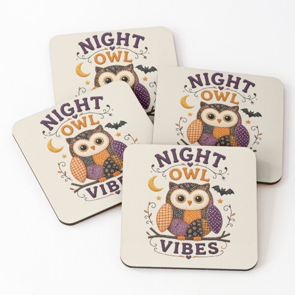 Item preview, Night Owl Vibes Patchwork Owl Halloween Quilted Design designed and sold by Panom Suavichien.