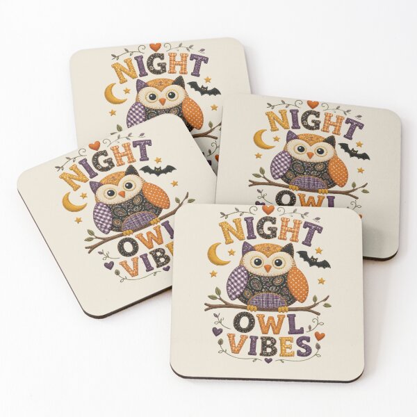 Item preview, Night Owl Vibes Cute Patchwork Owl Halloween Design designed and sold by Panom Suavichien.