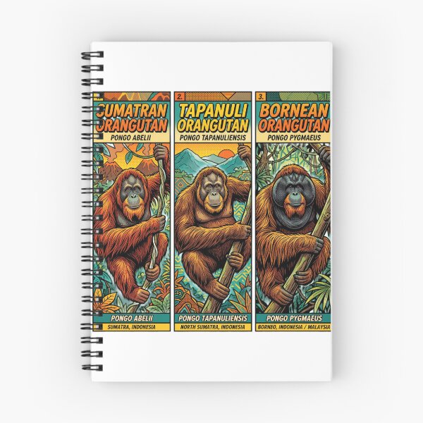 Item preview, The Three Orangutan Species | Sumatran, Tapanuli & Bornean Orangutans | Wildlife Conservation Art designed and sold by redsharkuk.