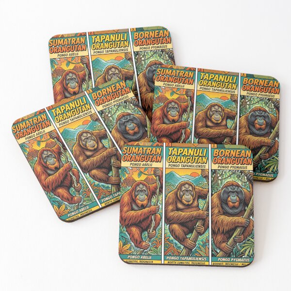 Item preview, The Three Orangutan Species | Sumatran, Tapanuli & Bornean Orangutans | Wildlife Conservation Art designed and sold by redsharkuk.