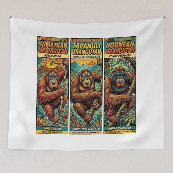 Item preview, The Three Orangutan Species | Sumatran, Tapanuli & Bornean Orangutans | Wildlife Conservation Art designed and sold by redsharkuk.