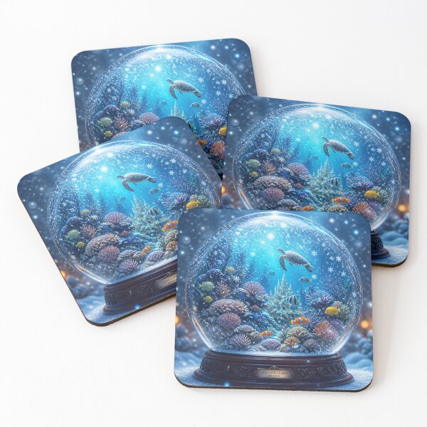 Item preview, Ocean Wonderland in a Snow Globe | Vibrant Coral Reef & Exotic Fish Art Print designed and sold by PawPrintedArt.