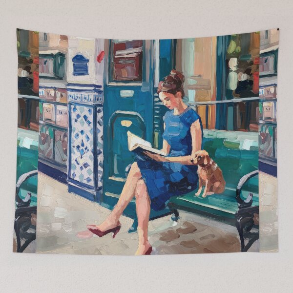 Item preview, Book Lover Reading Wall Art – "A Quiet Chapter with Her Dog" designed and sold by CARRAANN.
