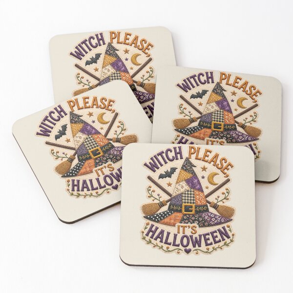 Item preview, Witch Please It's Halloween Patchwork Witch Hat Design designed and sold by Panom Suavichien.
