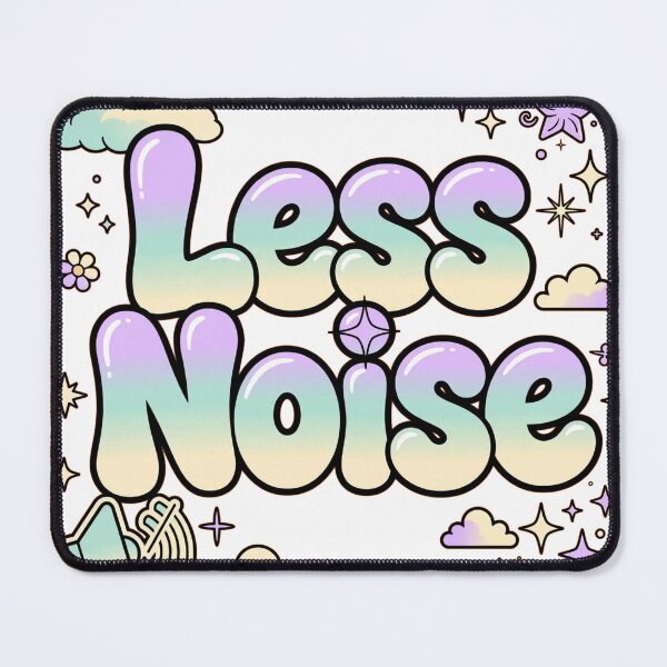 Item preview, Less Noise Mute Silence Pastel Lavender Mint Clouds Retro Quote designed and sold by AuraVibesArts .