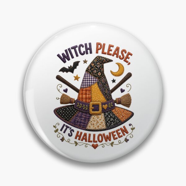 Item preview, Witch Please It's Halloween Patchwork Witch Hat Badge Patch designed and sold by Panom Suavichien.
