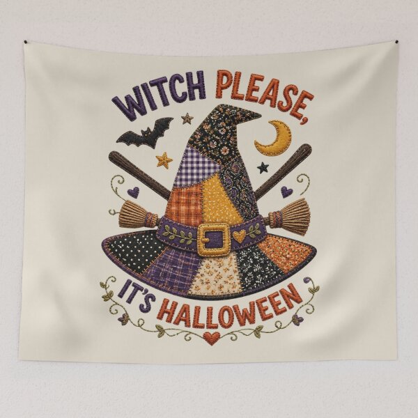 Item preview, Witch Please It's Halloween Patchwork Witch Hat Badge Patch designed and sold by Panom Suavichien.