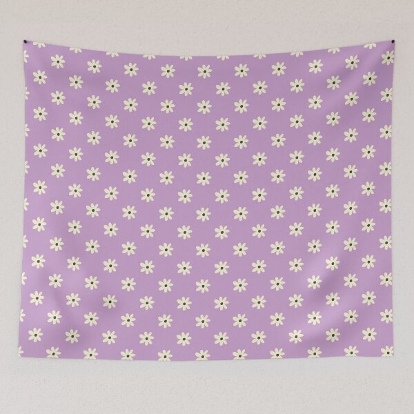 Item preview, Minimalist Cream Daisy Pattern | Soft Purple and White Wildflowers Print | Boho Purple Pastel Daisy Pattern | Whimsical Cream and Purple Floral Garden Pattern designed and sold by VivaFy.