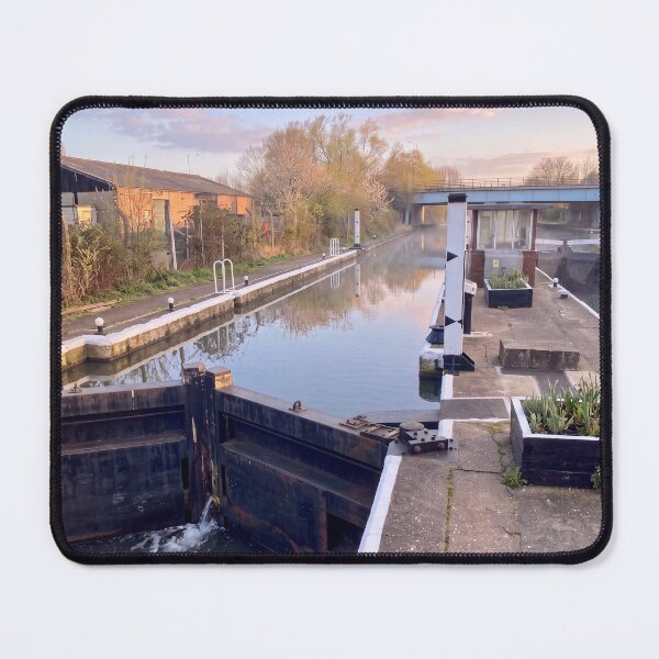 Item preview, Ponders End Lock – Morning Light on River Lee Navigation designed and sold by ArtworkNorth.