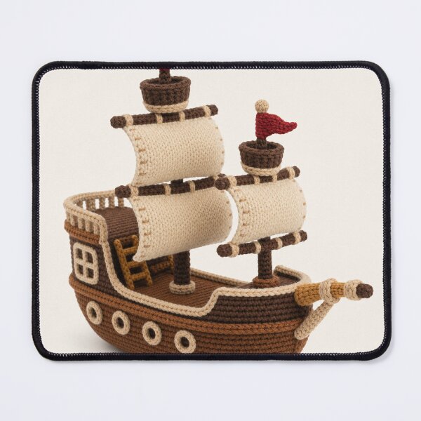 Item preview, Cute Crochet Pirate Ship Yarn Art designed and sold by Rob Hopper | RoboRob001.