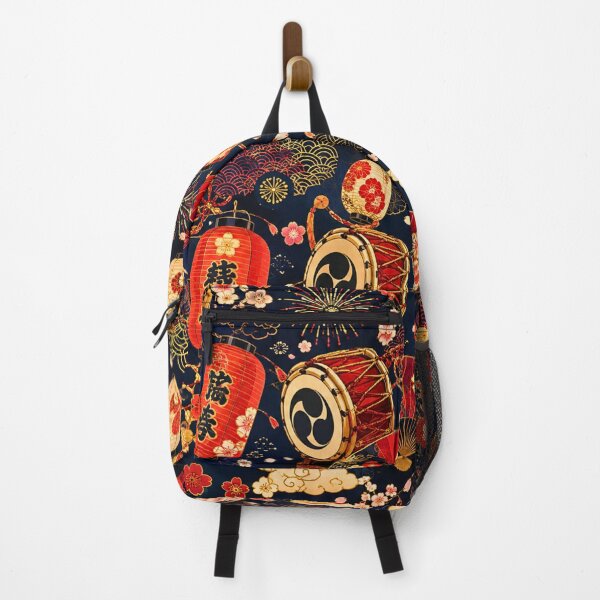 Item preview, Japanese Festival Seamless Pattern with Lanterns, Taiko Drums, Fans & Fireworks | Traditional Oriental Surface Design designed and sold by lavanya11.