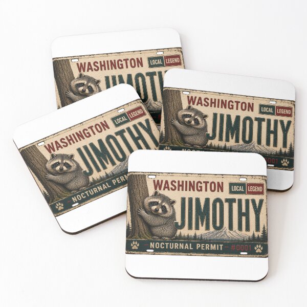 Item preview, Jimothy the Raccoon – Washington Local Legend Vintage License Plate Art designed and sold by Swanny's Custom T-shirt and Gift Designs.