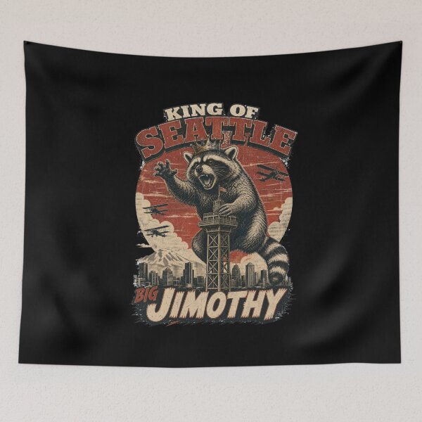 Item preview, JIMOTHY Rey de Seattle - Camiseta gigante de mapache con el horizonte de la ciudad de Big Jimothy designed and sold by Uglyandcute.