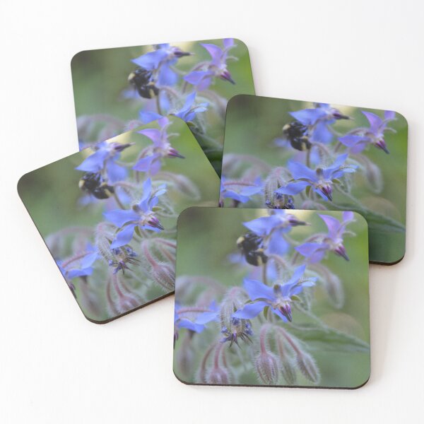 Item preview, Vibrant Blue Borage Blossoms with Bee designed and sold by MiraNadaPrints.