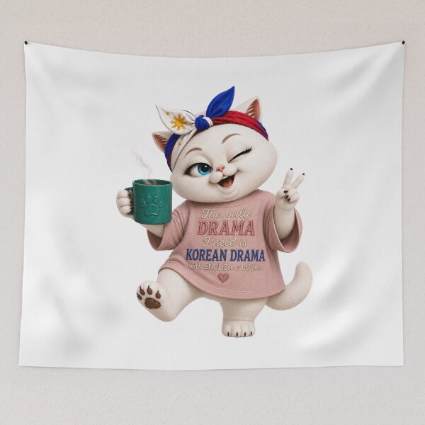 Item preview, The only drama I need is Korean Drama with English subtitles cat designed and sold by SHARAMDARA.