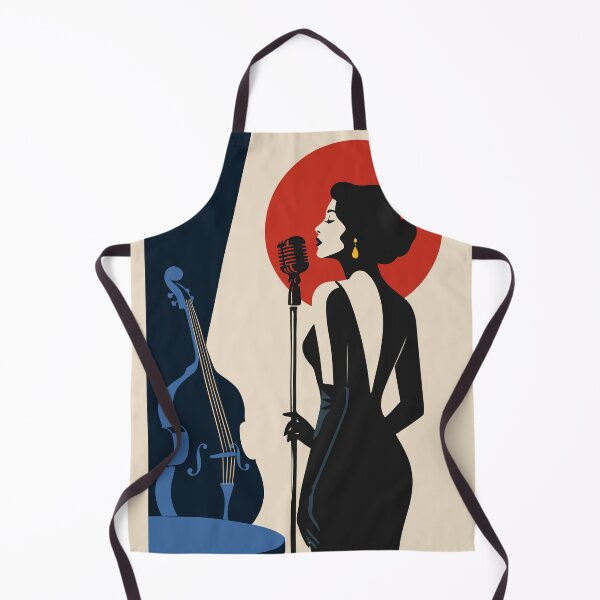 Item preview, Vintage Jazz Vocalist Art | Art Deco Jazz Singer & Blue Double Bass | Retro Music Illustration | Mid Century Modern Print designed and sold by Studio pod Burom.