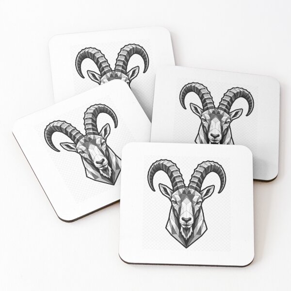 Item preview, Geometric Alpine Ibex Head | Low Poly Mountain Goat Vector Sticker designed and sold by DesertInkArt.