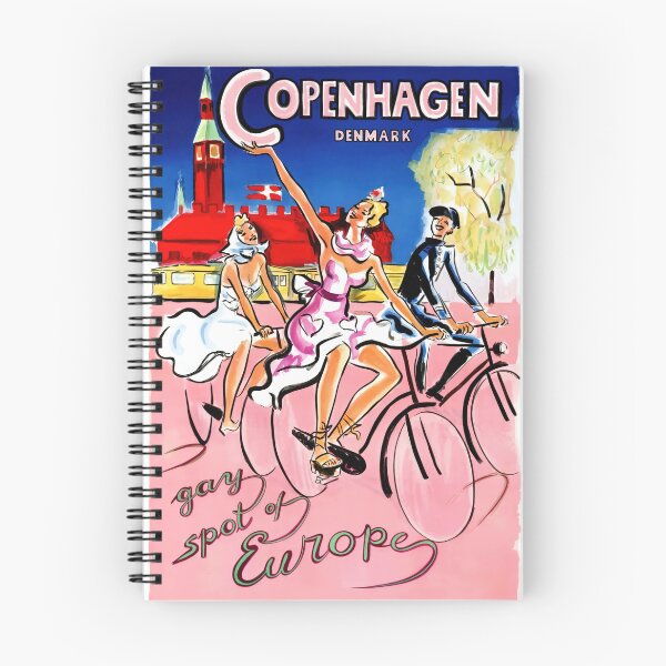 Item preview, Vintage Copenhagen Travel Poster | Mid-Century Art | Gay Spot of Europe | Vibrant Cycling Scene & Bold Colors designed and sold by artofuniverse.