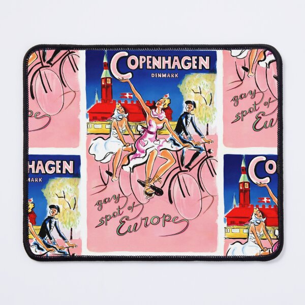 Item preview, Vintage Copenhagen Travel Poster | Mid-Century Art | Gay Spot of Europe | Vibrant Cycling Scene & Bold Colors designed and sold by artofuniverse.