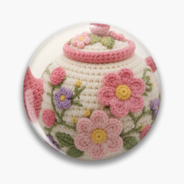 Item preview, Cute Floral Crochet Teapot Yarn Art designed and sold by Rob Hopper | RoboRob001.