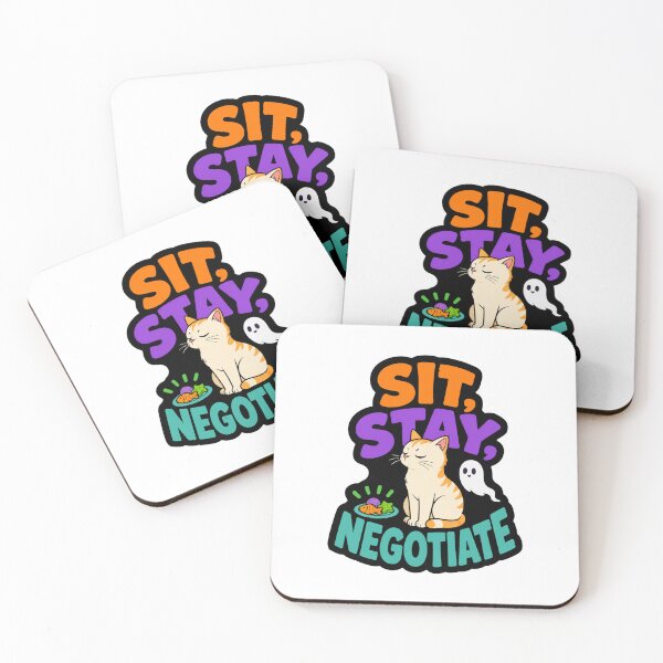 Item preview, SIT STAY NEGOTIATE Cat Ghost Halloween designed and sold by ColeLaniTrading.