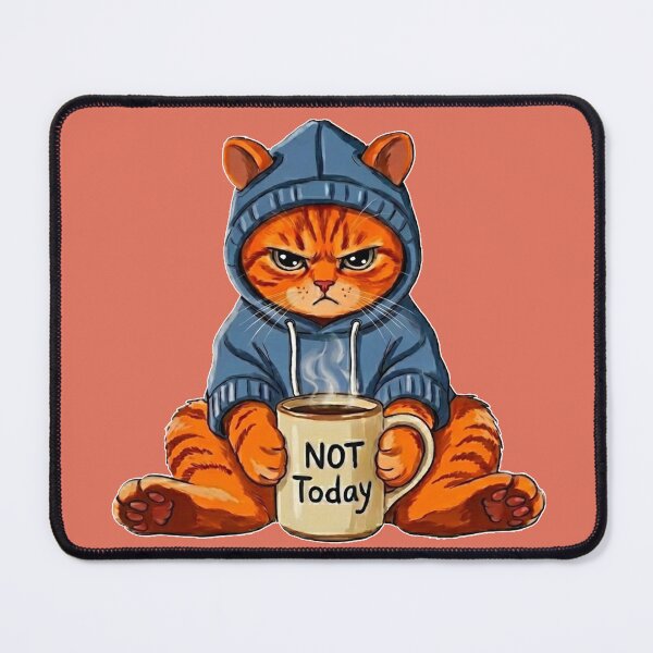 Item preview, Not Today Orange Cat In Hoodie With Coffee designed and sold by GaffaDesigns.