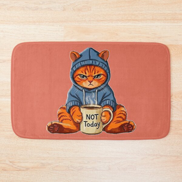 Item preview, Not Today Orange Cat In Hoodie With Coffee designed and sold by GaffaDesigns.