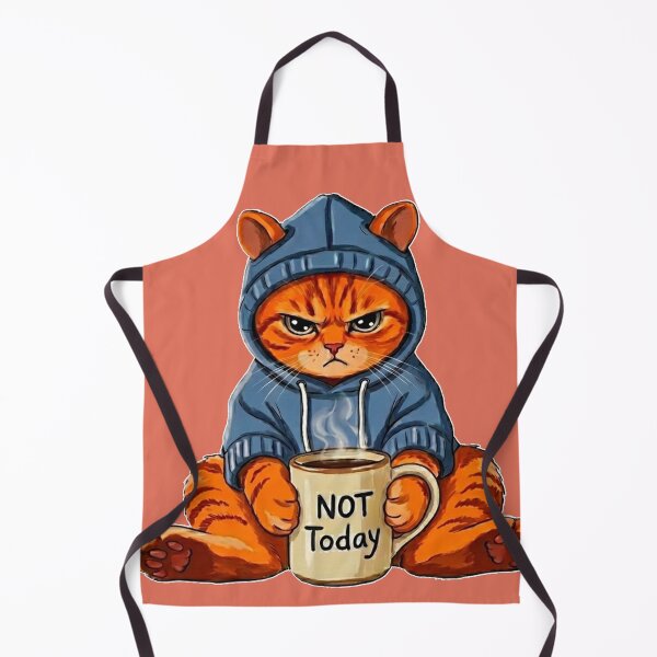 Item preview, Not Today Orange Cat In Hoodie With Coffee designed and sold by GaffaDesigns.