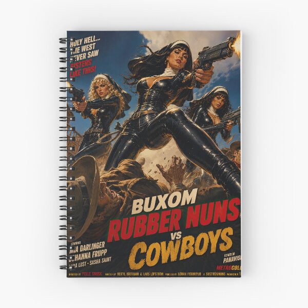 Item preview, Rubber Nuns vs Cowboys Retro Western Movie Art designed and sold by obstinator.