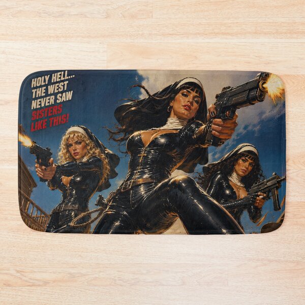 Item preview, Rubber Nuns vs Cowboys Retro Western Movie Art designed and sold by obstinator.