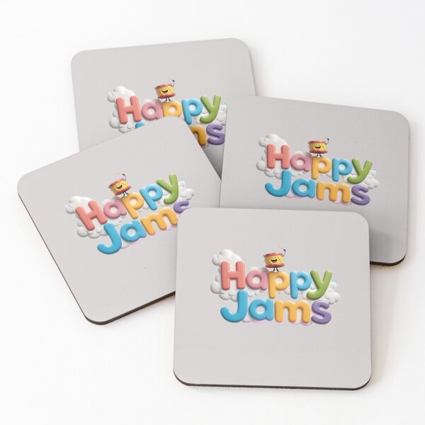 Item preview, Colorful 3D Happy Jams Text Logo With Cute Cartoon Drum Character designed and sold by Dreamy Armine Art.