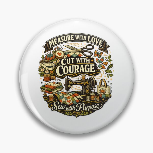 Item preview, Measure With Love Cut With Courage Sew With Purpose | Inspirational Sewing Quote designed and sold by EverStitchStudio ★★★★★.