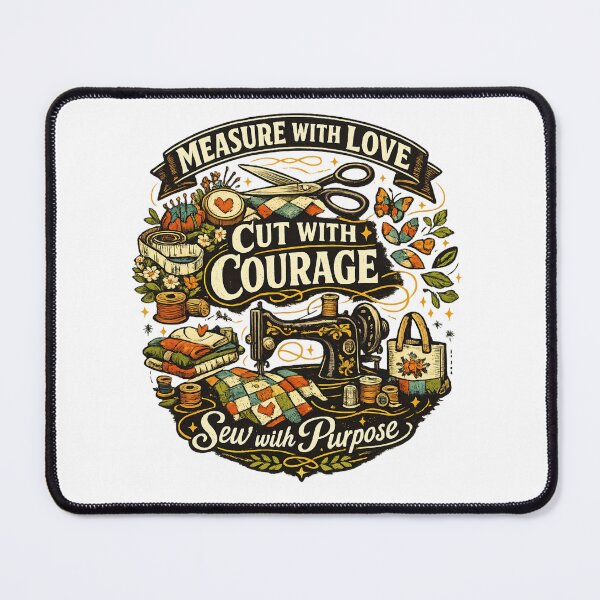 Item preview, Measure With Love Cut With Courage Sew With Purpose | Inspirational Sewing Quote designed and sold by EverStitchStudio ★★★★★.