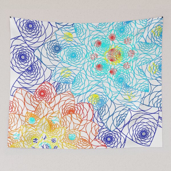 Item preview, Ilustración de flores de primavera azules y rojas designed and sold by Hena Tayeb.