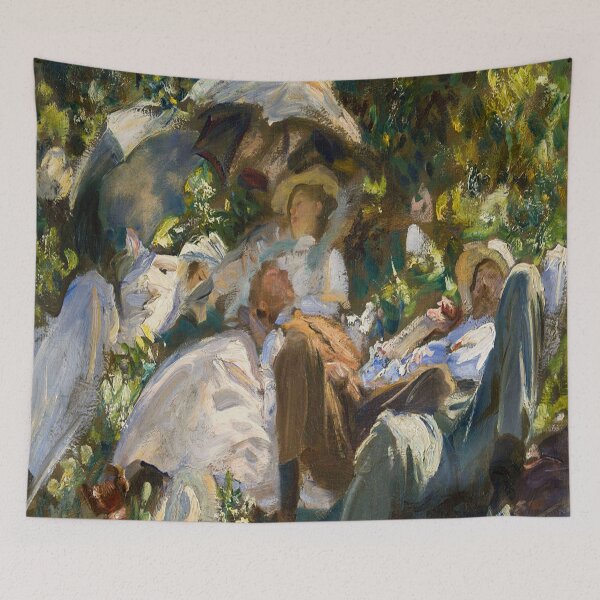 Item preview, Siesta by John Singer Sargent - Picnic Painting - Impressionist Style Garden Gathering - Vintage Art Collectors   designed and sold by RickE.