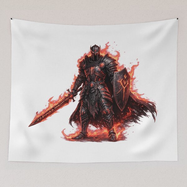 Item preview, Infernal Ember Sentinel | Crimson Flame Armored Guardian Fantasy Art designed and sold by cannsuh.