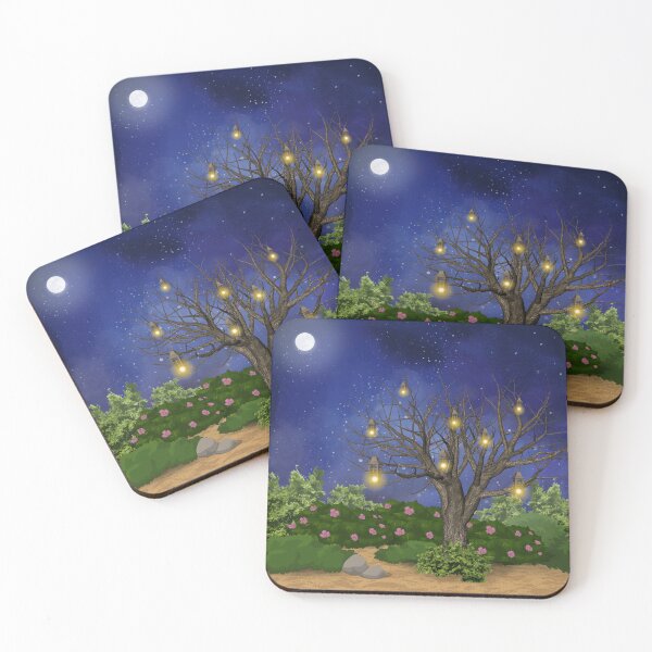 Item preview, Moonlit Lantern Tree | Cozy Night Art designed and sold by BlueTideGallery.