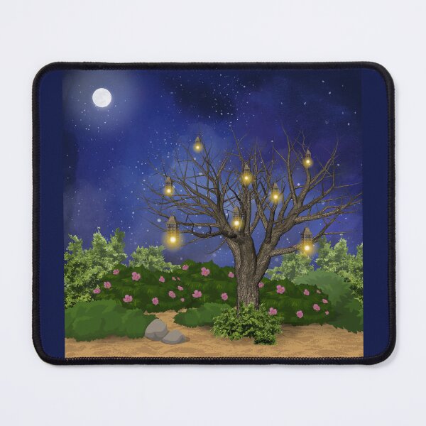 Item preview, Moonlit Lantern Tree | Cozy Night Art designed and sold by BlueTideGallery.