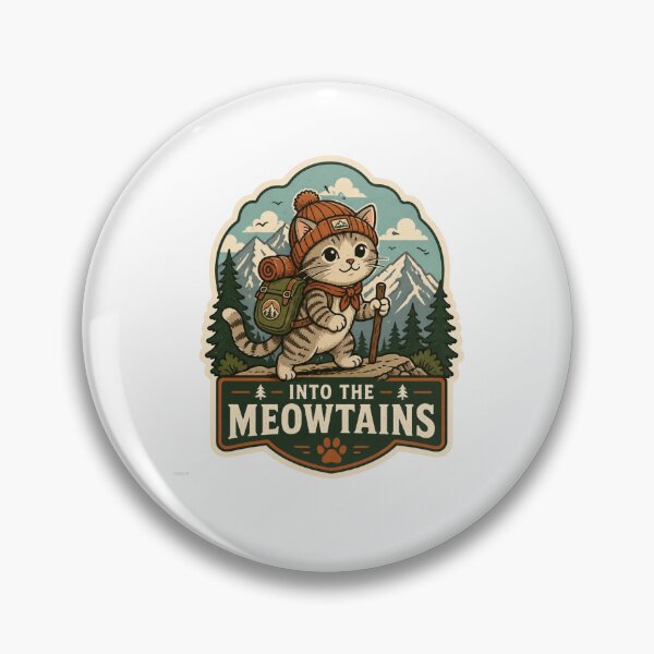 Artikelvorschau, Niedlicher Wanderkatzen-Aufkleber „Into The Meowtains“ – Lustiges Outdoor-Vintage-Camping-Geschenk entworfen und verkauft von crazyhome.