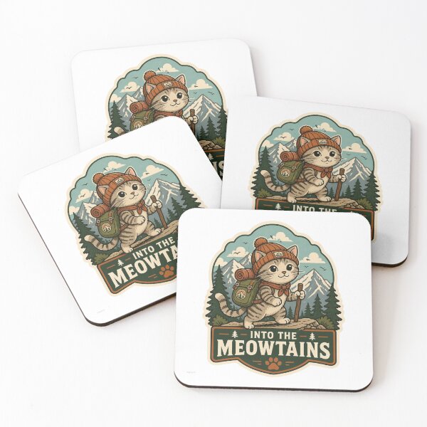 Item preview, Into The Meowtains Cute Hiking Cat Sticker - Funny Outdoor Vintage Camping Gift designed and sold by crazyhome.