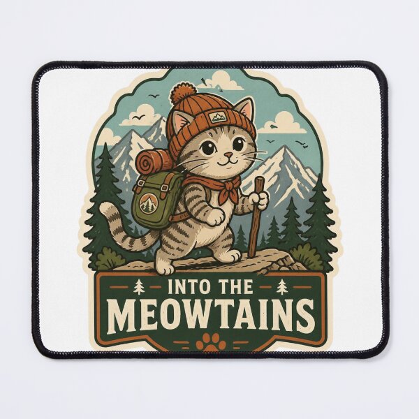 Item preview, Into The Meowtains Cute Hiking Cat Sticker - Funny Outdoor Vintage Camping Gift designed and sold by crazyhome.