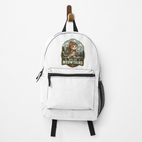 Item preview, Into The Meowtains Cute Hiking Cat Sticker - Funny Outdoor Vintage Camping Gift designed and sold by crazyhome.