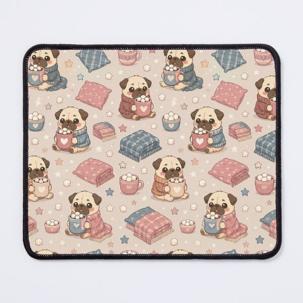 Item preview, Cute Kawaii Pug Cozy Hot Chocolate Pattern designed and sold by Soft Berry Studio.