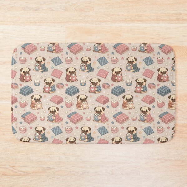 Item preview, Cute Kawaii Pug Cozy Hot Chocolate Pattern designed and sold by Soft Berry Studio.