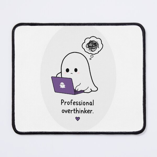Item preview, Professional Overthinker – Ghost on Laptop designed and sold by SoulDriftDesign.