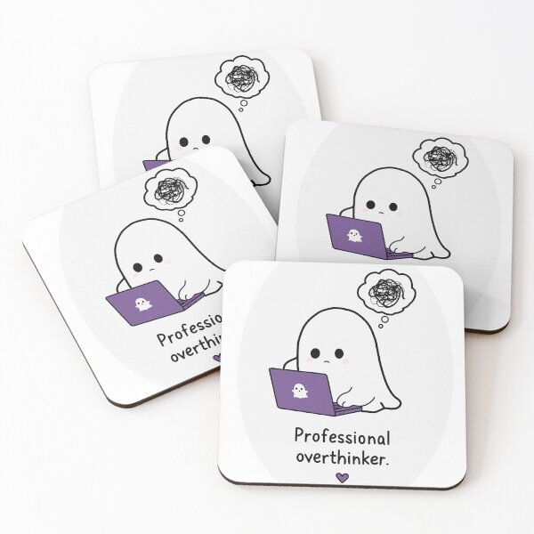 Item preview, Professional Overthinker – Ghost on Laptop designed and sold by SoulDriftDesign.